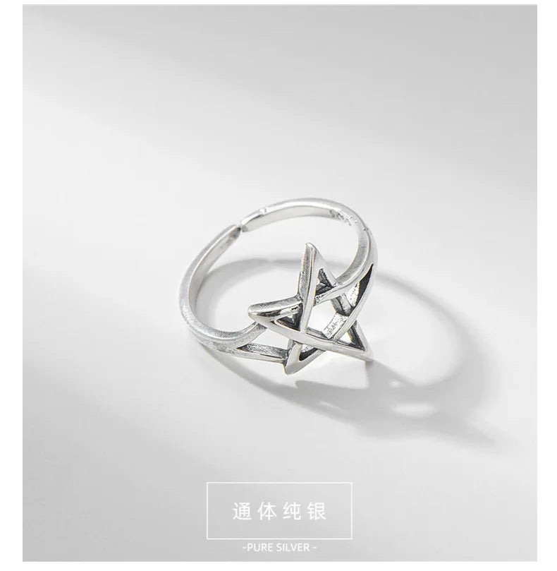 New Charm Star David Ring for Women Boho Knuckle Party Rings Gothic Punk Jewelry Gifts for Girls 2023