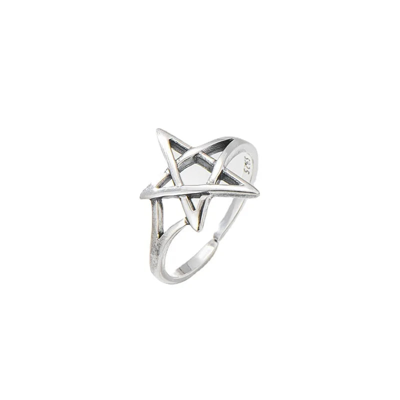 New Charm Star David Ring for Women Boho Knuckle Party Rings Gothic Punk Jewelry Gifts for Girls 2023