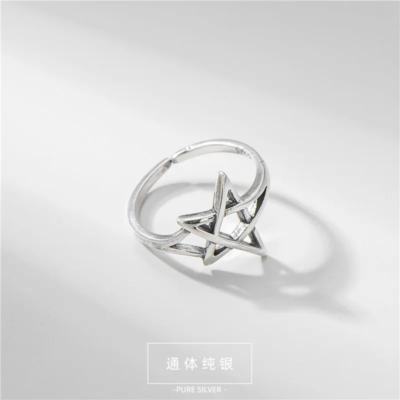 New Charm Star David Ring for Women Boho Knuckle Party Rings Gothic Punk Jewelry Gifts for Girls 2023