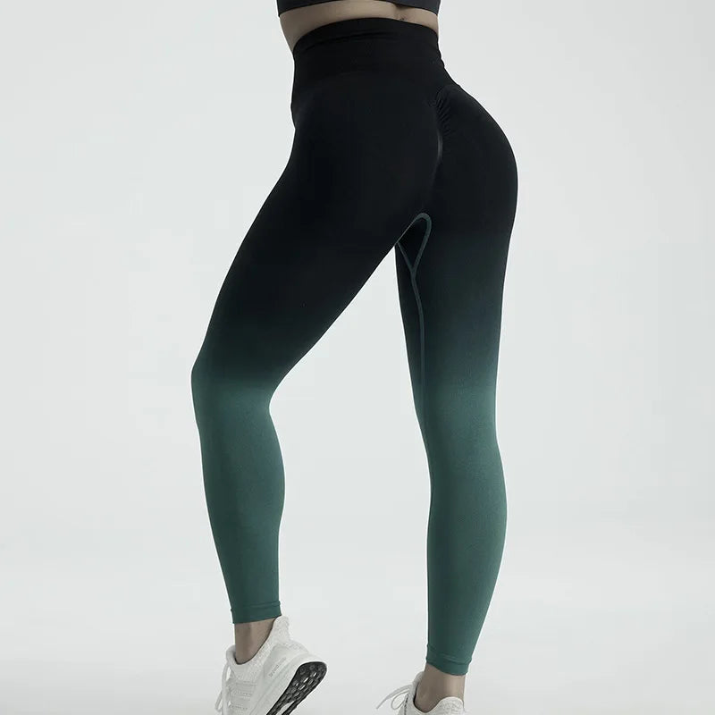 New Gradient Colour Yoga Pants Yoga High Waist Push Up Tight Legging Pants Outdoor Clothing Fitness Pants Mujer