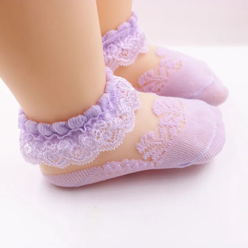 Newborn Socks 1 Pairs Baby Socks Children's Socks Baby Lace Socks Baby Girls Breathable Mesh Princess Cotton Socks Birthday Gift