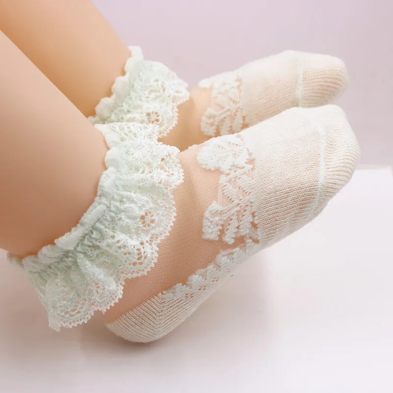 Newborn Socks 1 Pairs Baby Socks Children's Socks Baby Lace Socks Baby Girls Breathable Mesh Princess Cotton Socks Birthday Gift