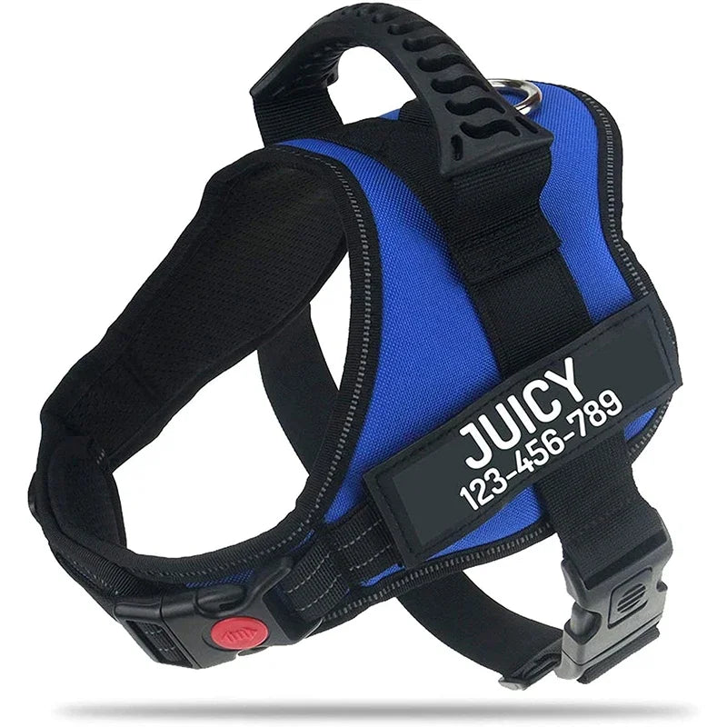 Personalised No Pull Dog Harness with Custom Name and Phone Number Heavy Duty Pet Vest To Prevent Tugging Pulling Choking Lost