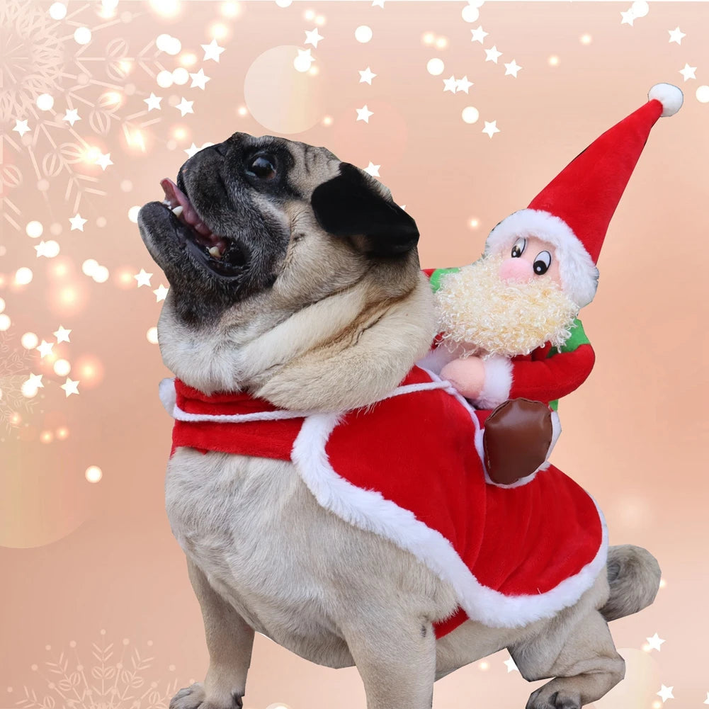 Pet Dog Christmas Costume Dog Cat Winter Hoodie Coat Clothing Christmas Santa Claus Halloween Party Pet Clothes Pug Disfraz