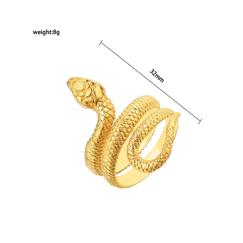 Punk Hip Hop 316L Stainless Steel Snake Rings for Men Women Fashion Couple Engagement Cobra Snake Ring Jewelry Best Gift for Him