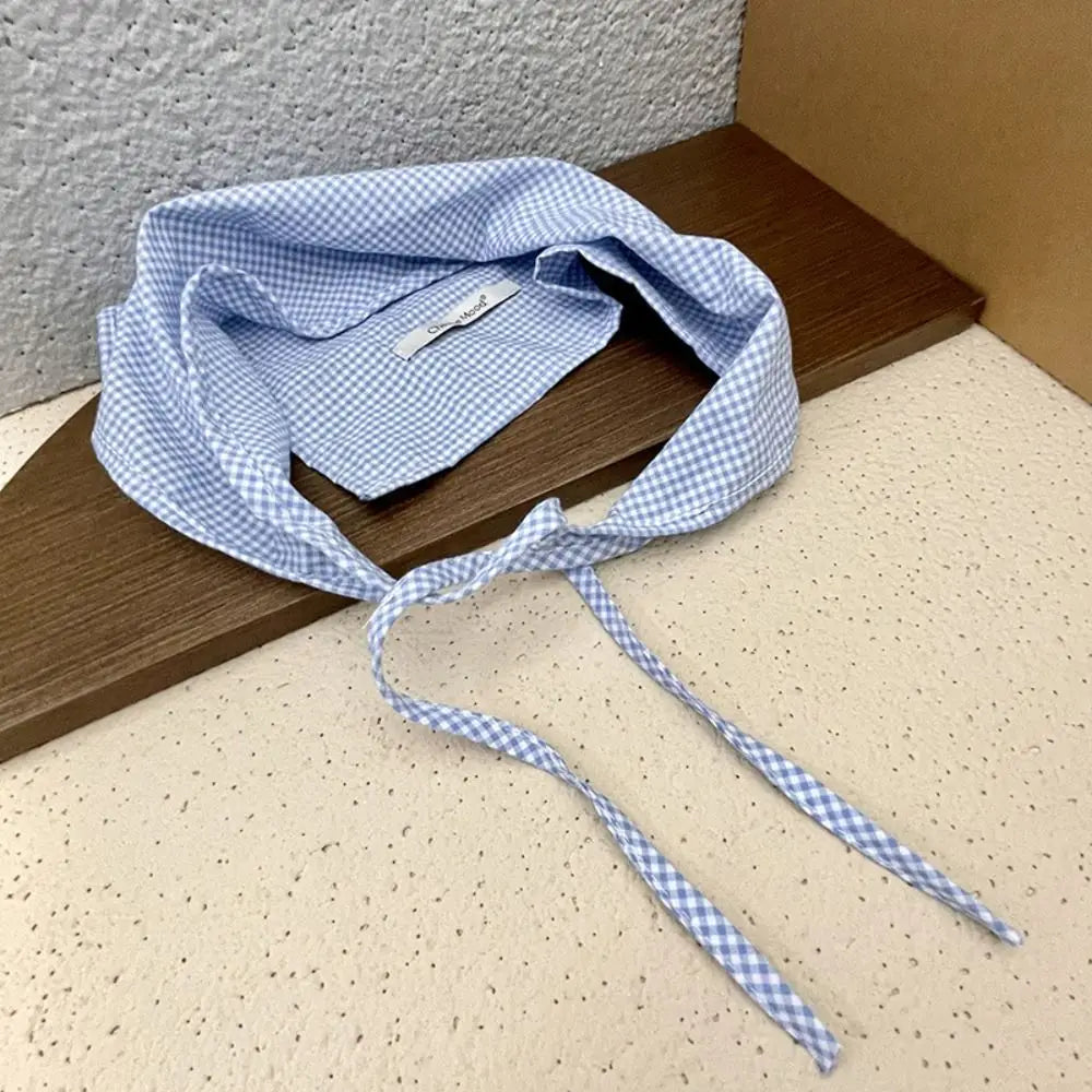 Red Hair Scarf Bohemia Bandana Soft Lattice Blue Triangle Hair Band Strap Soft Wrap Pastoral style Women