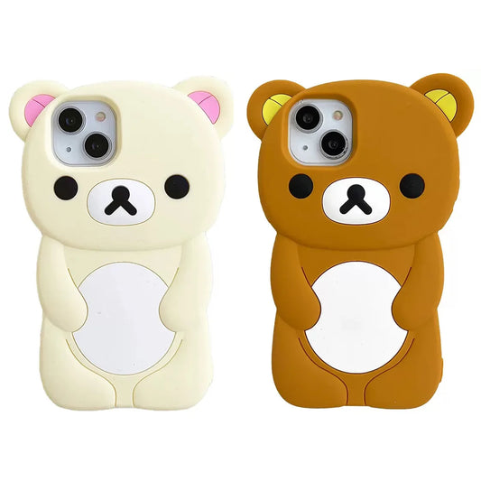 Rilakkuma Bear Silicone Soft Cover Case For iPhone 15 14 13 12 11 Pro Max Xs XR 6 7 8 Plus