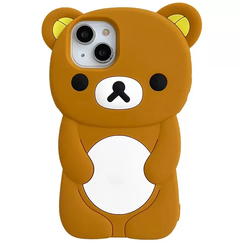 Rilakkuma Bear Silicone Soft Cover Case For iPhone 15 14 13 12 11 Pro Max Xs XR 6 7 8 Plus