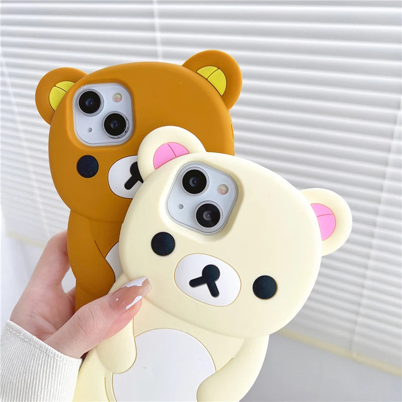 Rilakkuma Bear Silicone Soft Cover Case For iPhone 15 14 13 12 11 Pro Max Xs XR 6 7 8 Plus