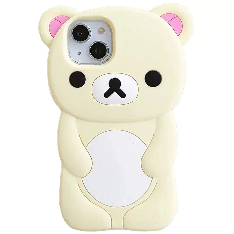 Rilakkuma Bear Silicone Soft Cover Case For iPhone 15 14 13 12 11 Pro Max Xs XR 6 7 8 Plus