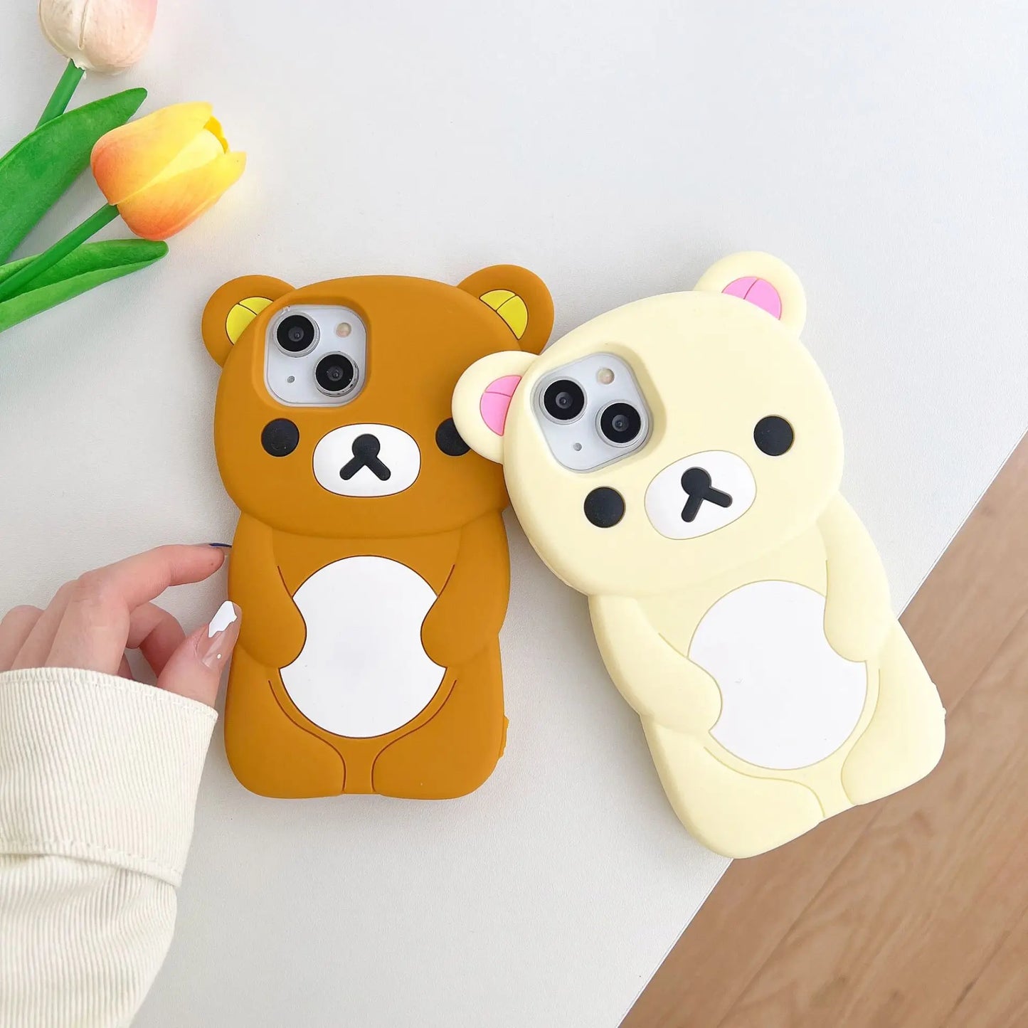 Rilakkuma Bear Silicone Soft Cover Case For iPhone 15 14 13 12 11 Pro Max Xs XR 6 7 8 Plus