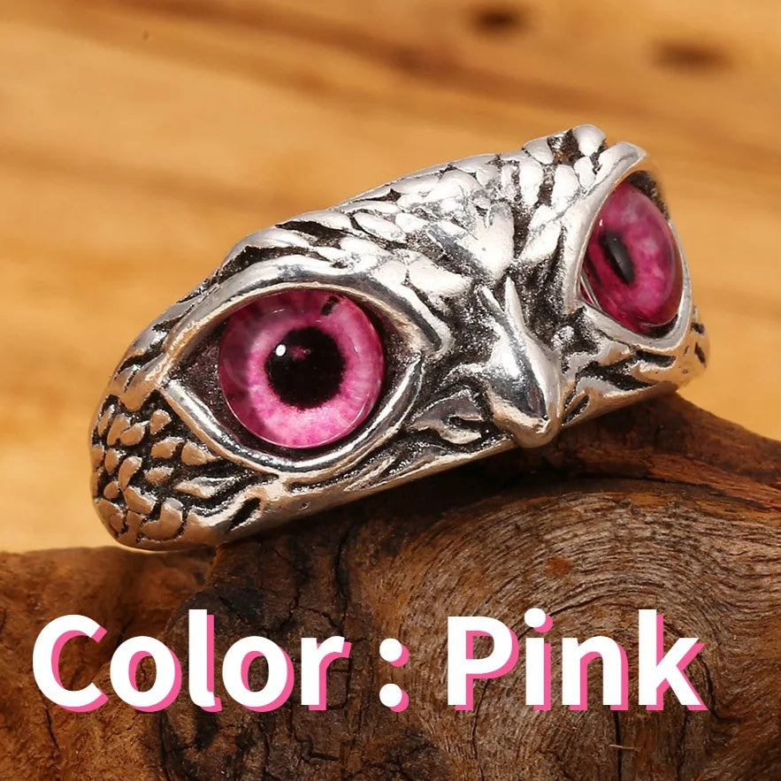 Charming Fashion Design Owl Rings Multicolor Eyes Silvery for Men Women Punk Gothic Open Adjustable Rings Jewelry Gift Resizable