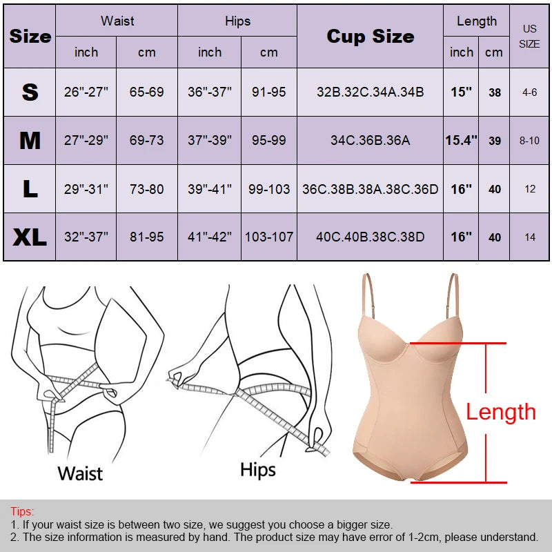 Womens Bodysuit Shapewear Built in bra One-piece Full Body Shaper Tummy Control Butt Lifter Corset Slim Waist Trainer Underwear