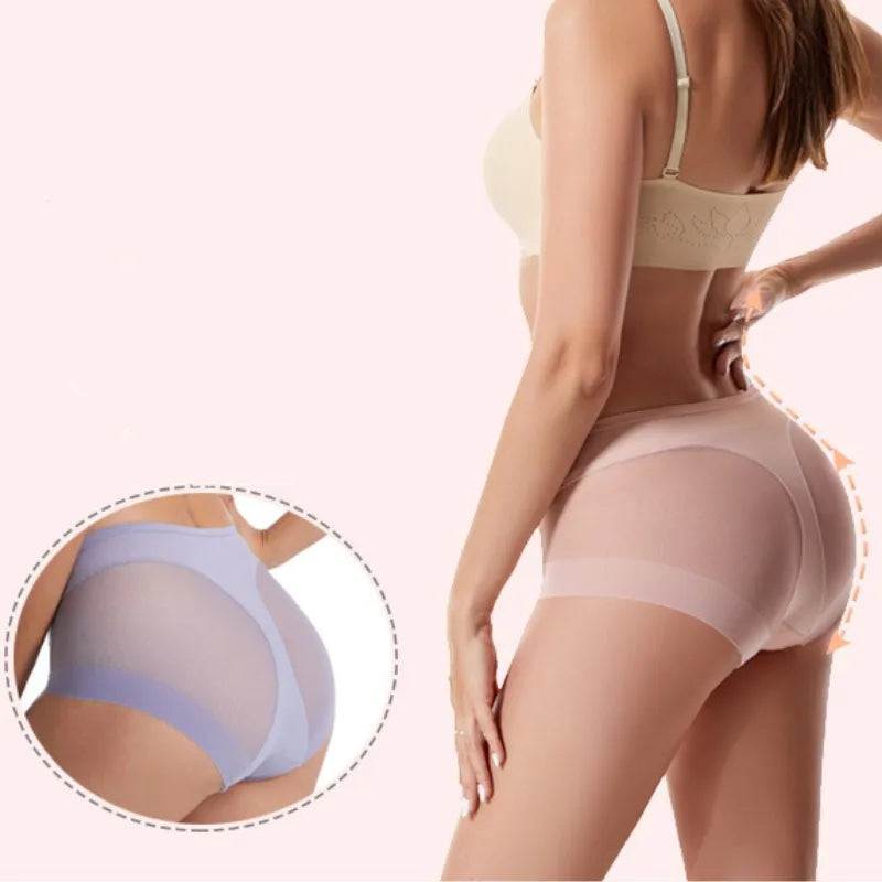 Seamless Panties Women High Waist Pantys Tummy Control Briefs Female Lingerie Butt Lifter Shapewear Ice Silk Invisible Underwear