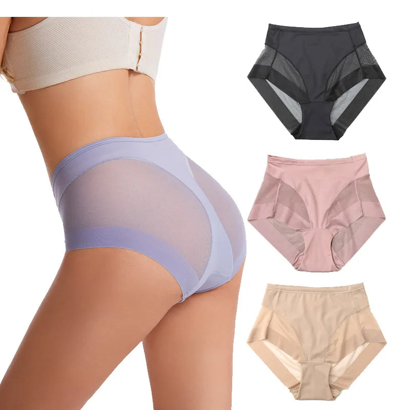 Seamless Panties Women High Waist Pantys Tummy Control Briefs Female Lingerie Butt Lifter Shapewear Ice Silk Invisible Underwear