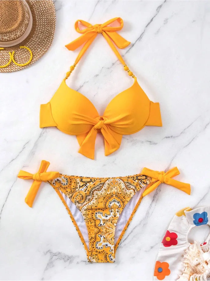 Sexy Push Up Bikini 2024 Women Swimsuit Two Piece Swimwear Female Thong Bikinis Set Swimming for Bathing Suits Brazilian Biquini