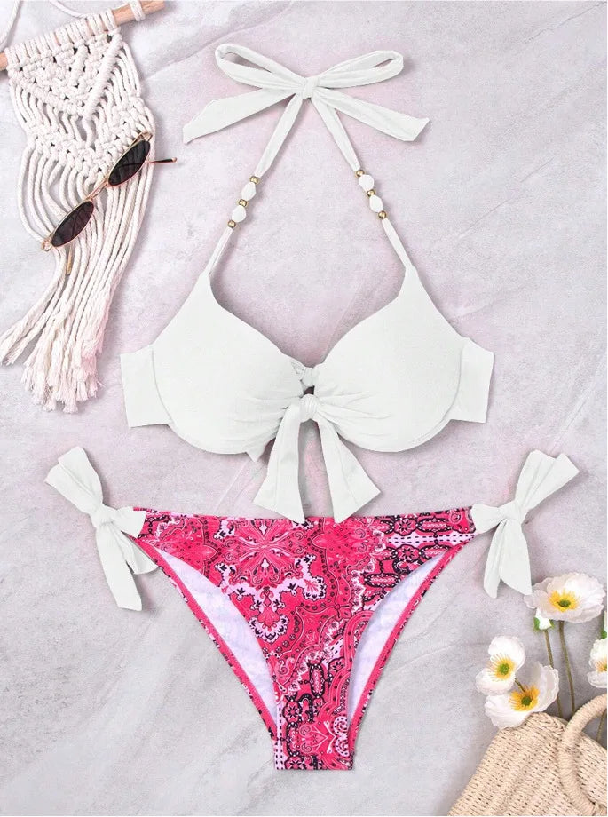 Sexy Push Up Bikini 2024 Women Swimsuit Two Piece Swimwear Female Thong Bikinis Set Swimming for Bathing Suits Brazilian Biquini