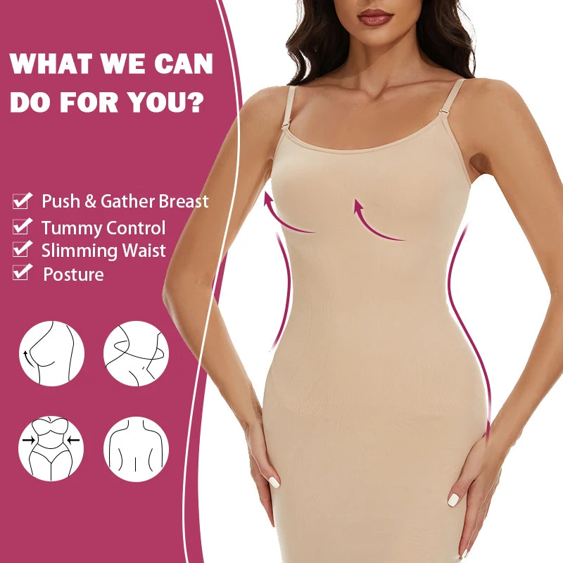 Shapewear Slips for Under Dresses Cami Silp Dress for Women Tummy Control Seamless Body Shaper Full Silps