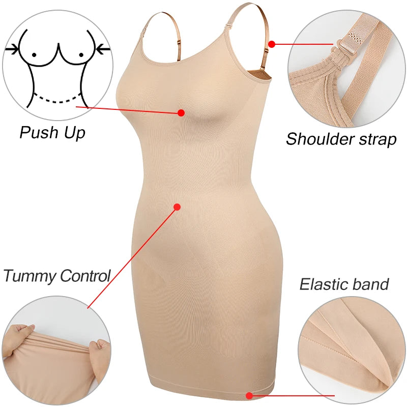 Shapewear Slips for Under Dresses Cami Silp Dress for Women Tummy Control Seamless Body Shaper Full Silps