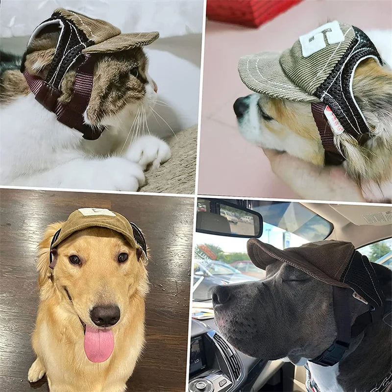 Summer Dog Hat Dog Sunscreen Cap Baseball Cap Outdoor Sports Hat Ear Holes Adjustable Pet Cap Small To Medium Dog Large Dog