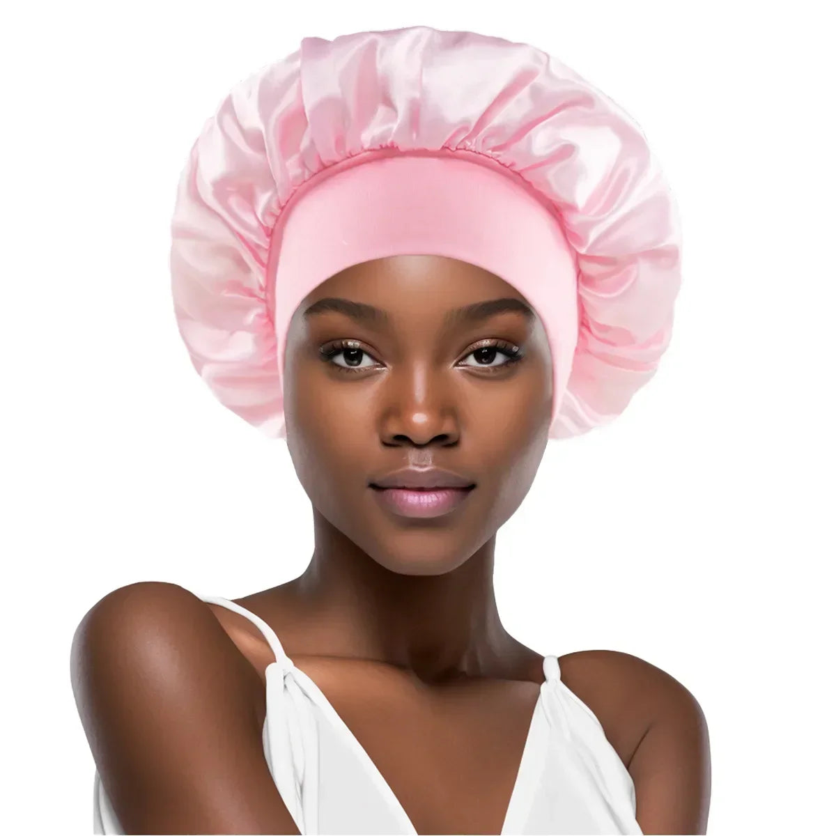 Unisex Head Wrap Elastic Band Cap for Brimmed Night Hat Bath Cap Extra Large Satin Silky Bonnet Sleep with Premium Elastic Band