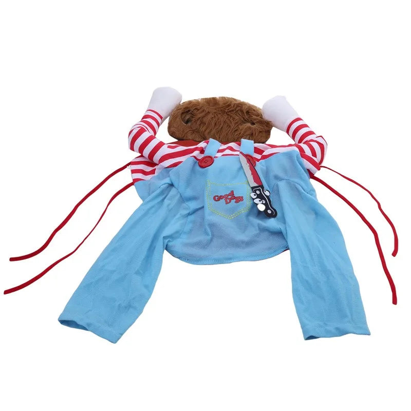 Useful Funny Dog Clothes Sweatshirt Set Cosplay Chucky Pet Clothes Party Costume Comical Outfits Halloween Dress Jumpsuit