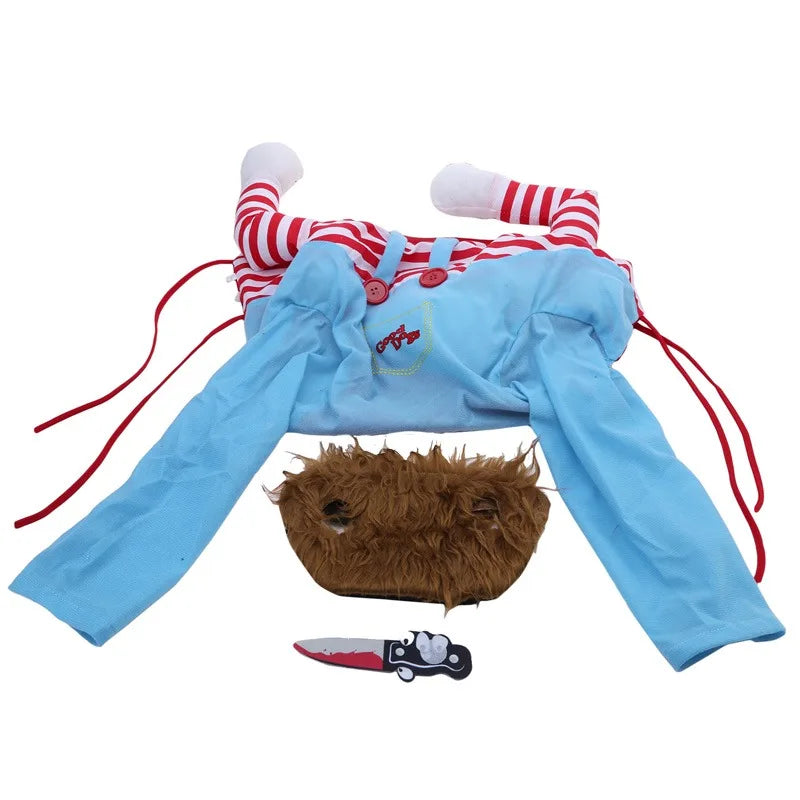 Useful Funny Dog Clothes Sweatshirt Set Cosplay Chucky Pet Clothes Party Costume Comical Outfits Halloween Dress Jumpsuit