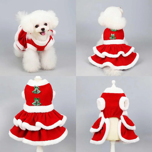 Winter Warm Christmas Dog Dress Pet Dog Clothes Christmas Tree Coat Cute Dog Cosplay Dress Up Costume for Small Medium Dogs