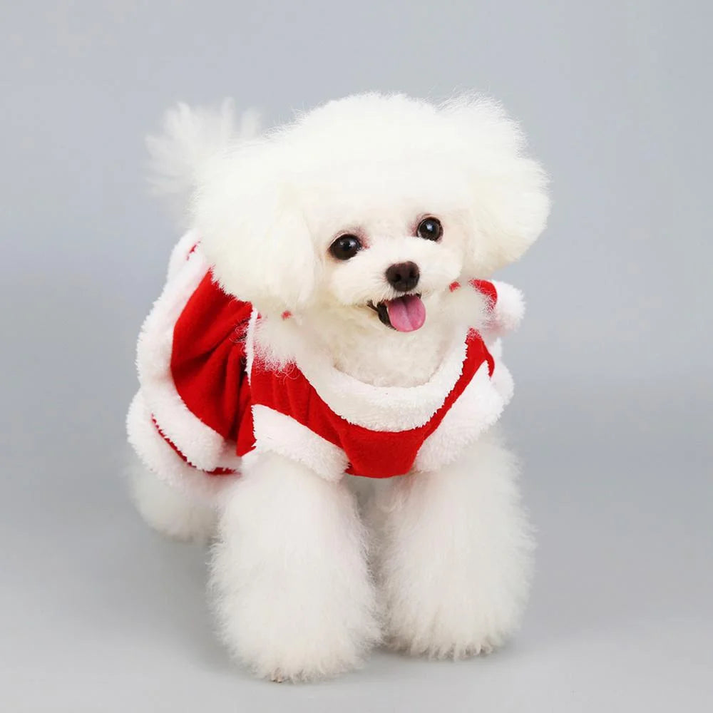 Winter Warm Christmas Dog Dress Pet Dog Clothes Christmas Tree Coat Cute Dog Cosplay Dress Up Costume for Small Medium Dogs