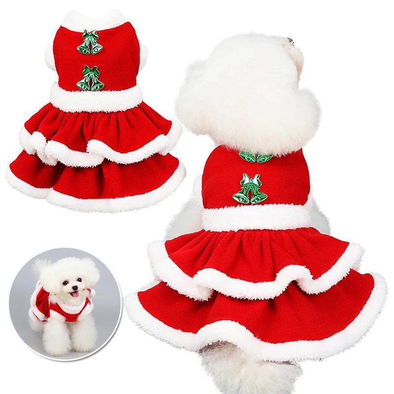 Winter Warm Christmas Dog Dress Pet Dog Clothes Christmas Tree Coat Cute Dog Cosplay Dress Up Costume for Small Medium Dogs