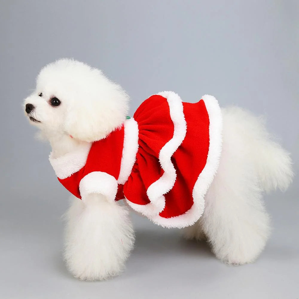 Winter Warm Christmas Dog Dress Pet Dog Clothes Christmas Tree Coat Cute Dog Cosplay Dress Up Costume for Small Medium Dogs