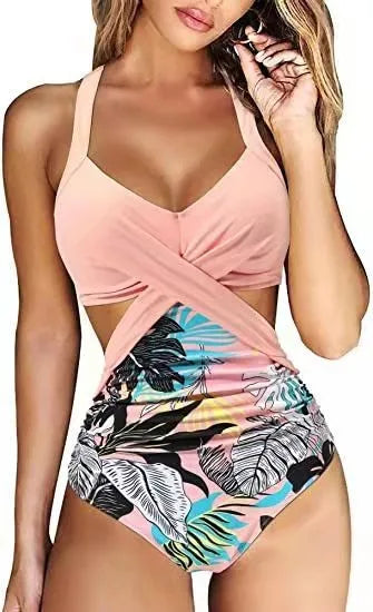 Women 2024 One Piece Swimsuit  Woman Swimsuit Cut Out One Piece Swimsuit Halter High Waist Beachwear Monokini Push Up