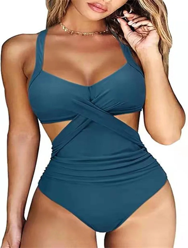 Women 2024 One Piece Swimsuit  Woman Swimsuit Cut Out One Piece Swimsuit Halter High Waist Beachwear Monokini Push Up