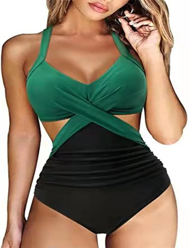 Women 2024 One Piece Swimsuit  Woman Swimsuit Cut Out One Piece Swimsuit Halter High Waist Beachwear Monokini Push Up