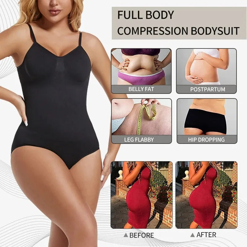 Womens Backless Bodysuits Seamless Shapewear Thong Butt Lifter Body Shaper Slimming Camisole Tops Tummy Control Corset