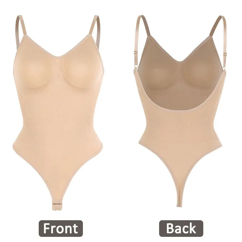 Womens Backless Bodysuits Seamless Shapewear Thong Butt Lifter Body Shaper Slimming Camisole Tops Tummy Control Corset