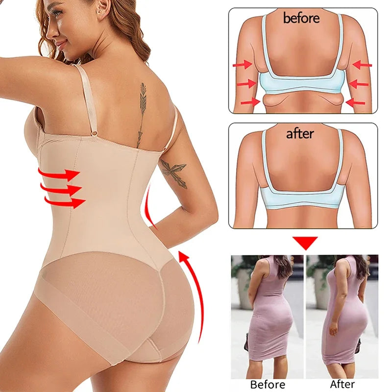 Womens Bodysuit Shapewear Built in bra One-piece Full Body Shaper Tummy Control Butt Lifter Corset Slim Waist Trainer Underwear