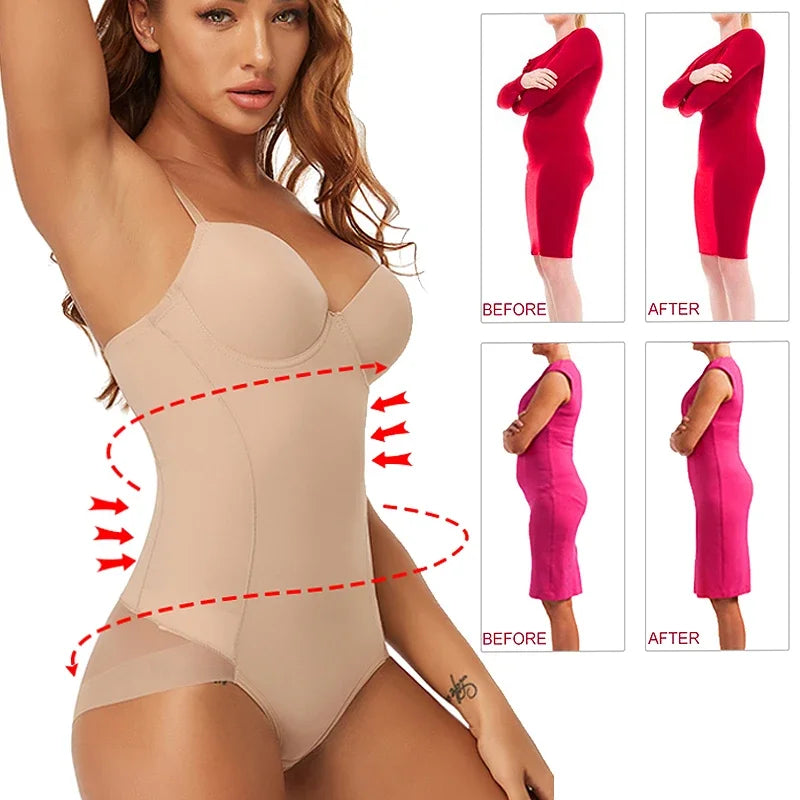 Womens Bodysuit Shapewear Built in bra One-piece Full Body Shaper Tummy Control Butt Lifter Corset Slim Waist Trainer Underwear