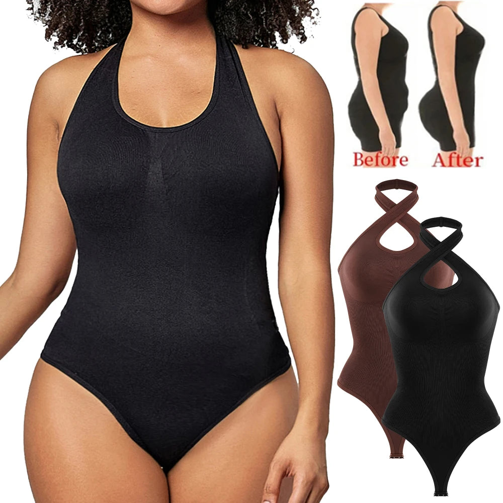 Womens Halter Neck Shapewear Bodysuits Tummy Control Waist Trainer Butt Lifter Slimmer Abdomen Shapers Corset Full Body Shaper