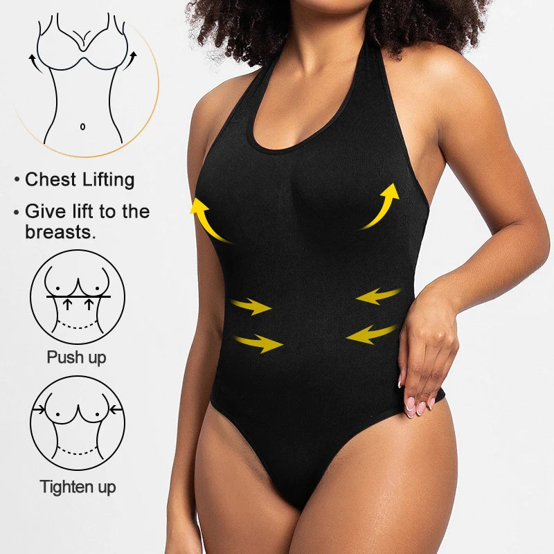 Womens Halter Neck Shapewear Bodysuits Tummy Control Waist Trainer Butt Lifter Slimmer Abdomen Shapers Corset Full Body Shaper