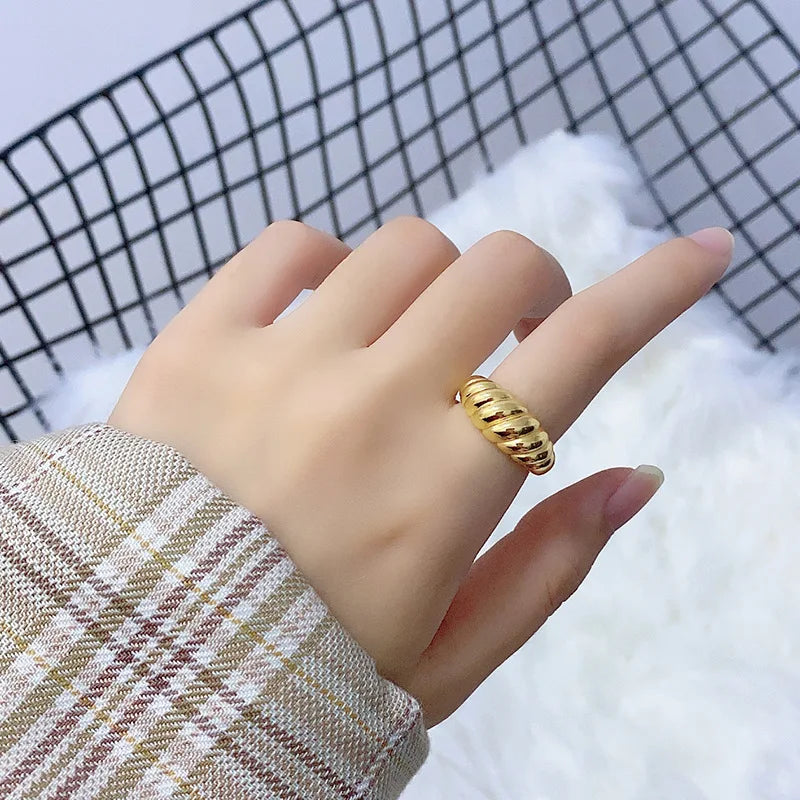 XIYANIKE Silver Color  Oblique Thread French Ring Women Simple Opening fashion jewelry Refinement Prevent Allergy GIft