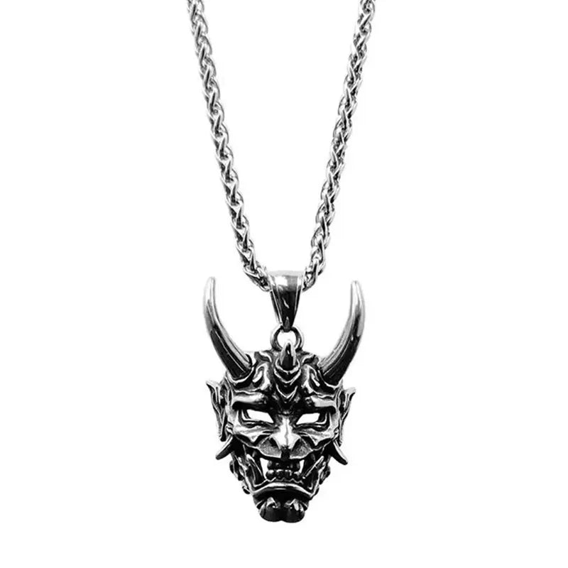 Zinc Alloy Vintage Ghost Face Pendant Men Halloween Necklace